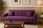 Velvet Purple Sofa Cum Bed